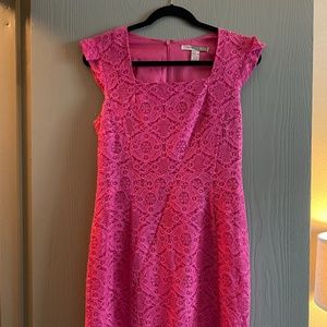 Forever 21 | Hot Pink Cap Sleeve Fitted Lace Dress